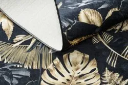 Tapis lavable ANDRE 1311 Feuilles de monstère antidérapant - noir / or
