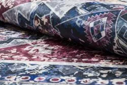 Tapis lavable ANDRE 1136 oriental vintage antidérapant - bordeaux / bleu