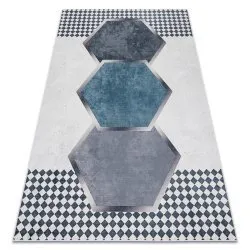 Tapis lavable ANDRE 1863 Diamants, géométrique antidérapant - blanc / noir