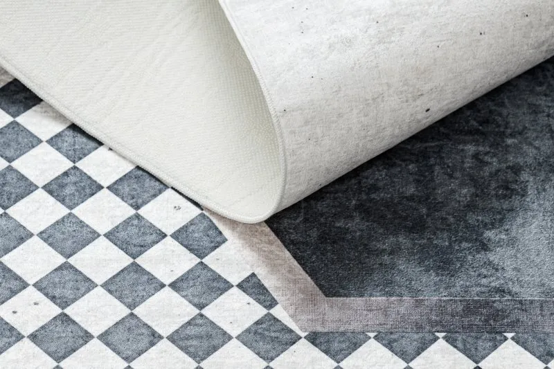 Tapis lavable ANDRE 1863 Diamants, géométrique antidérapant - blanc / noir