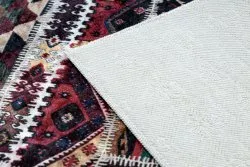 Tapis lavable ANDRE 2305 oriental patchwork antidérapant - bordeaux / marron