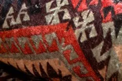 Tapis lavable ANDRE 2305 oriental patchwork antidérapant - bordeaux / marron