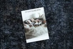 Tapis lavable ANDRE 1058 Ornement, vintage antidérapant - noir et bleu