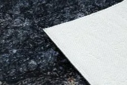 Tapis lavable ANDRE 1058 Ornement, vintage antidérapant - noir et bleu
