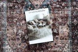 Tapis lavable ANDRE 1826 Ornement, vintage antidérapant - marron et bleu