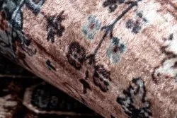 Tapis lavable ANDRE 1826 Ornement, vintage antidérapant - marron et bleu