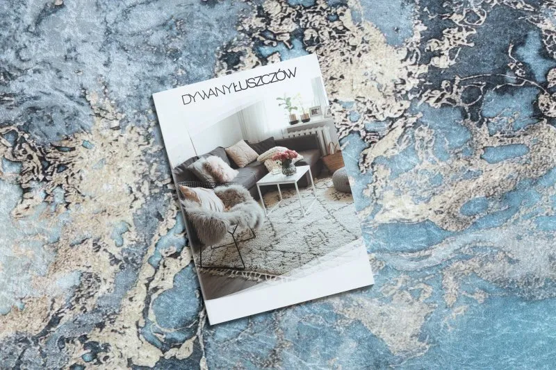 Tapis lavable ANDRE 2248 Marbre antidérapant - bleu