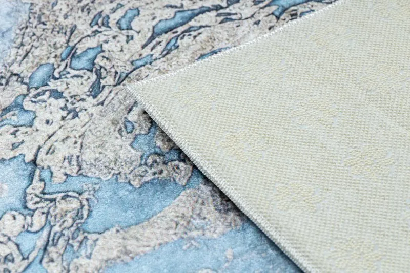 Tapis lavable ANDRE 2248 Marbre antidérapant - bleu