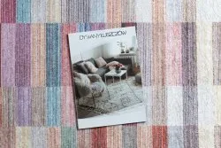 Tapis lavable ANDRE 2295 Rayures antidérapant - rose / bleu