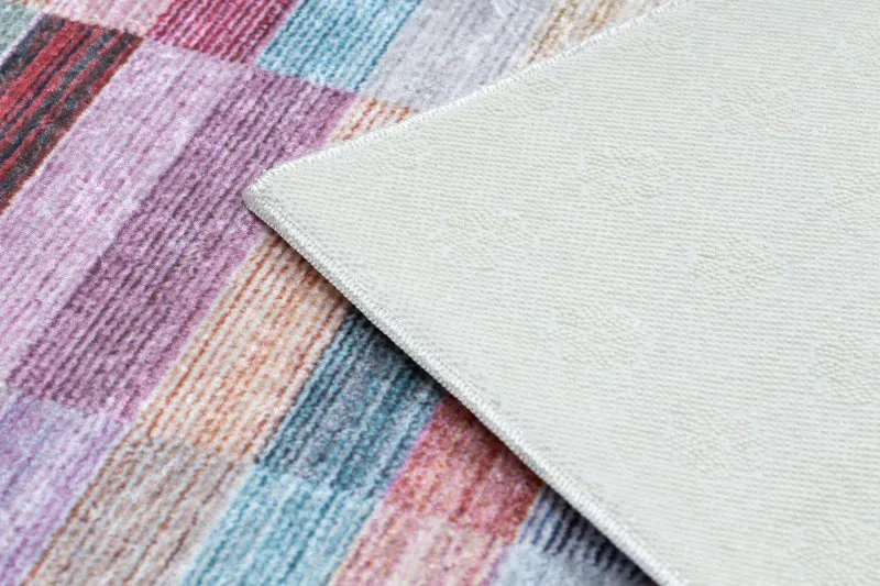 Tapis lavable ANDRE 2295 Rayures antidérapant - rose / bleu