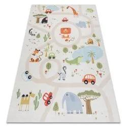 Tapis lavable BAMBINO 1165 zoo pour les enfants antidérapant - beige