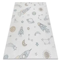 Tapis lavable BAMBINO 1278 Fusée spatiale pour les enfants antidérapant - crème