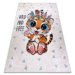 Tapis lavable BAMBINO 1960 Tigre, Indien pour les enfants antidérapant - blanc