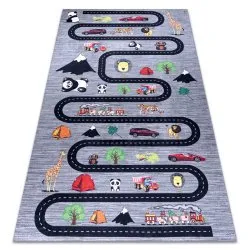 Tapis lavable BAMBINO 2092 Ruelles, voitures pour les enfants antidérapant - anthracite