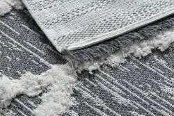Dywan MOROC Romby 22297 Ekologiczny, EKO SIZAL frędzle - dwa poziomy runa szary / krem, dywan z bawełny recyklingowanej