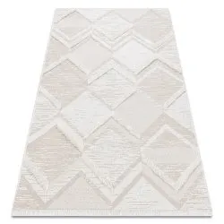 Tapis ECO SISAL MOROC 22314 losangos, zigzag, boho franges - structurel beige / crème