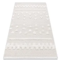 Tapis ECO SISAL MOROC 22321 Triangles, zigzag boho franges - structurel beige / crème