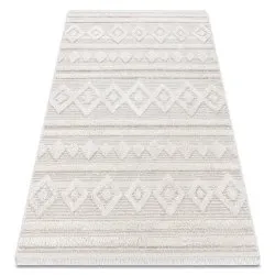 Tapis ECO SISAL MOROC 22322 losangos, lignes, boho franges - structurel beige / crème