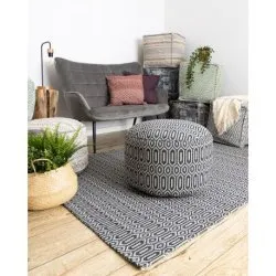 Tapis CASA ECO SISAL BOHO œillets 22075 noir / gris, tapis en coton recyclé