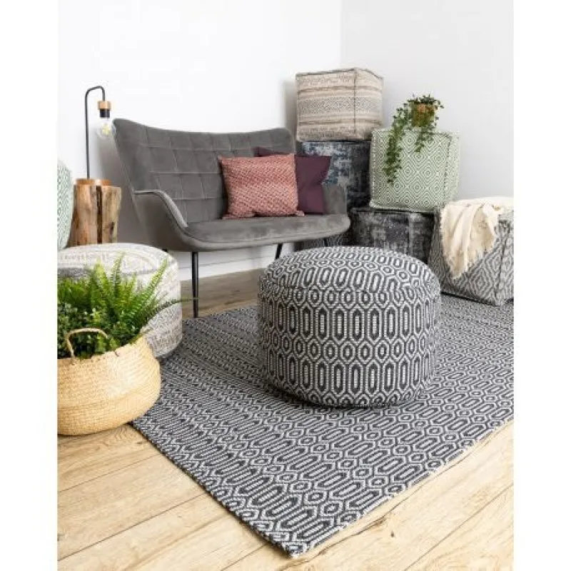 Tapis CASA ECO SISAL BOHO œillets 22075 noir / gris, tapis en coton recyclé