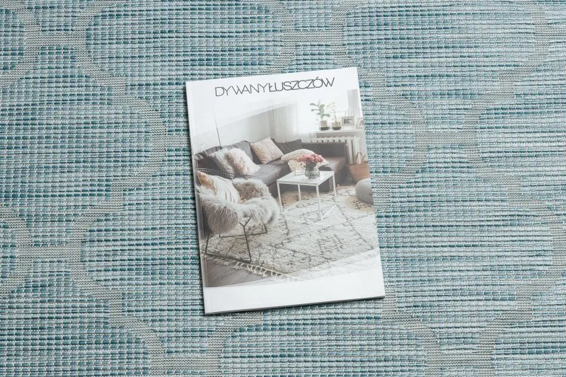 Tapis SISAL PATIO 3069 Treillis marocain tissé à plat - bleu aqua