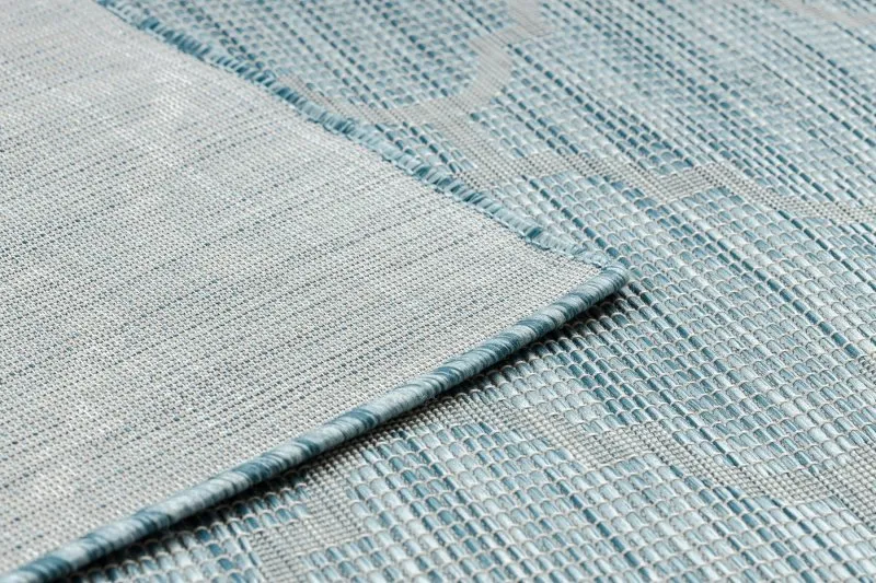 Tapis SISAL PATIO 3069 Treillis marocain tissé à plat - bleu aqua