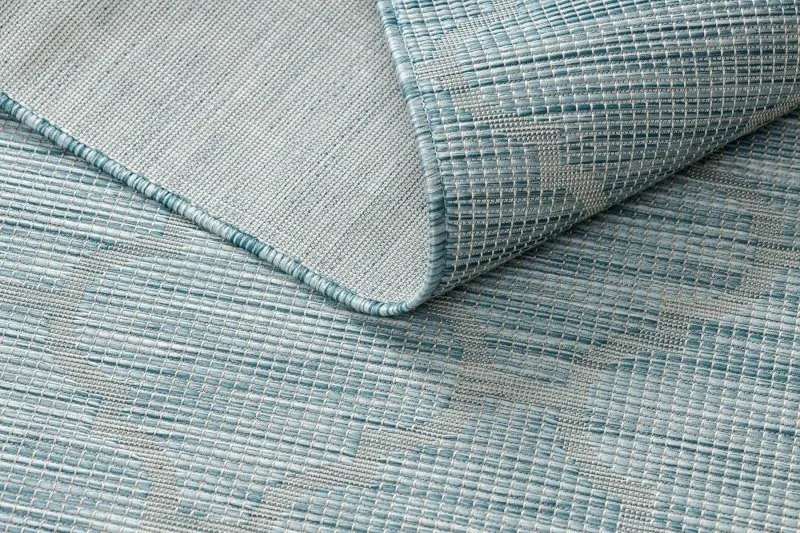 Tapis SISAL PATIO 3069 Treillis marocain tissé à plat - bleu aqua