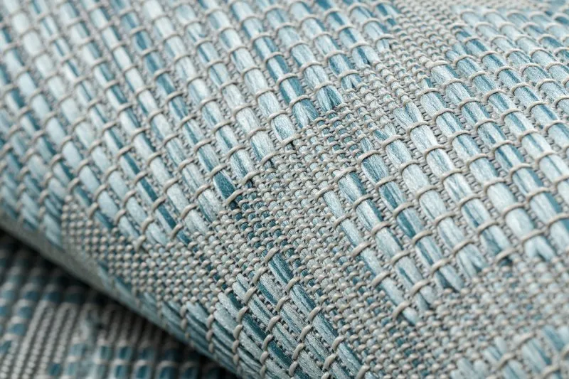 Tapis SISAL PATIO 3069 Treillis marocain tissé à plat - bleu aqua