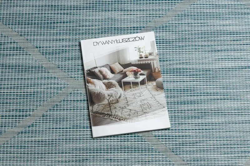 Tapis SISAL PATIO 3075 Diamants tissé à plat - bleu aqua