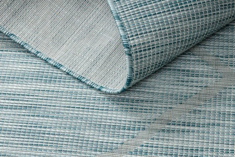 Tapis SISAL PATIO 3075 Diamants tissé à plat - bleu aqua