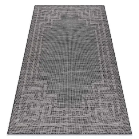Tapis SISAL PATIO 3071 Grec cadre tissé à plat - noir