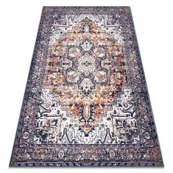 Tapis ANTIKA ancret sunset, ornement moderne, lavable - bleu marine / orange