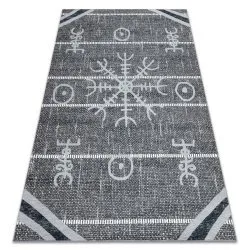 Tapis ANTIKA 118 tek, aztèque moderne, lavable - gris
