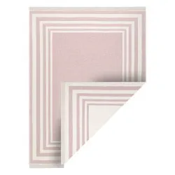 Tapis TWIN 22990 Cadre, Coton, double face, Franges écologiques - rose / crème
