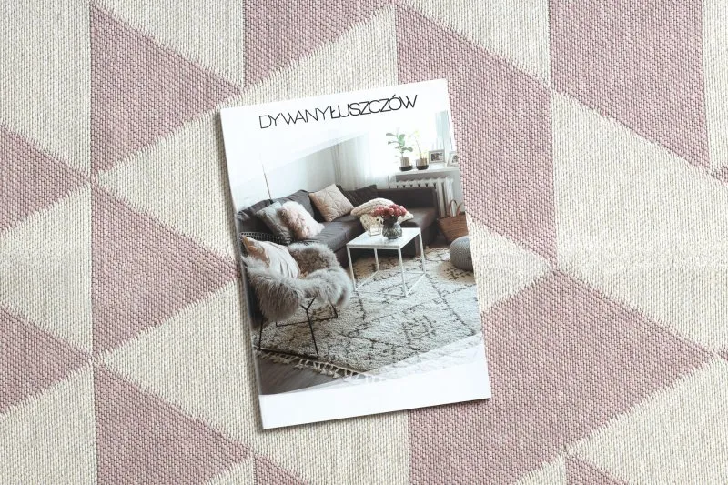 Dywan TWIN 22992 Geometryczny, bawełna, dwustronny Ekologiczny frędzle - różowy / krem