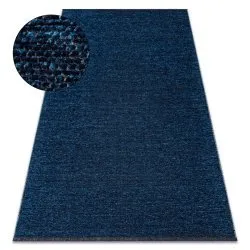 Tapis FLORENCE 24021 Uni, glamour, tissé à plat, franges - bleu foncé