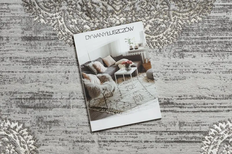 Dywan LIRA E1468 Rozeta, strukturalny, nowoczesny, glamour - szary / złoty