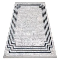 Tapis TULS structural, franges 51242 cadre ivoire / bleu