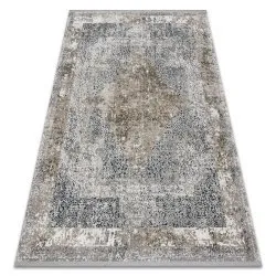 Tapis TULS structural, franges 51323 vintage, Cadre, Rosette ivoire / gris