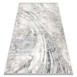 Tapis TULS structural, franges 51328 vintage, abstraction ivoire / gris