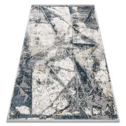 Tapis TULS structural, franges 51326 moderne, Géométrique, mosaïque ivoire / bleu