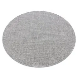 Tapis TIMO 5979 cercle SISAL extérieur cadre gris clair