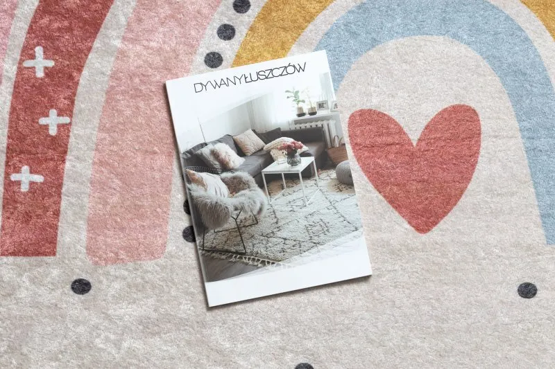 Tapis lavable JUNIOR 51300.802 Arc-en-ciel, points pour les enfants antidérapant - beige