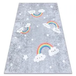 Tapis lavable JUNIOR 52063.801 Arc-en-ciel, nuages pour les enfants antidérapant - gris
