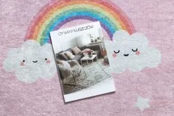 Tapis lavable JUNIOR 51300.802 Arc-en-ciel, nuages pour les enfants antidérapant - rose