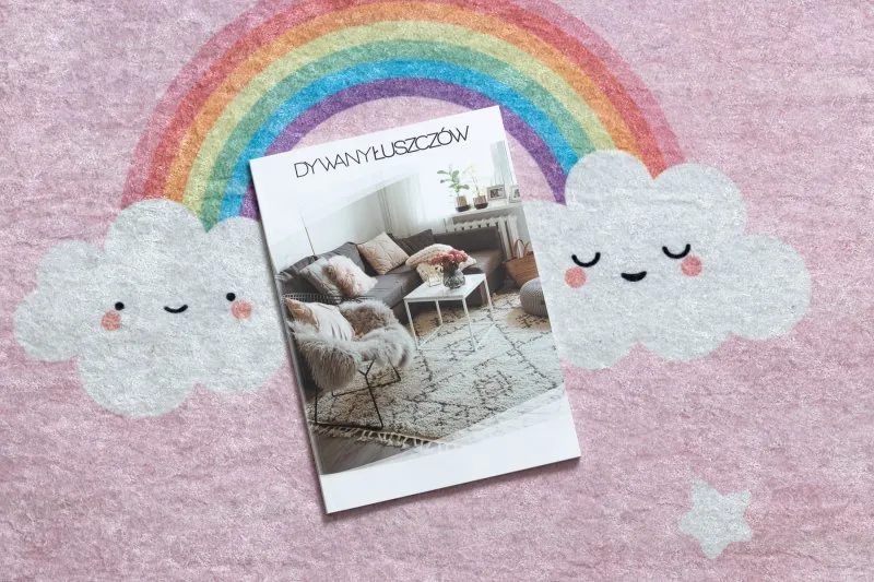 Tapis lavable JUNIOR 51300.802 Arc-en-ciel, nuages pour les enfants antidérapant - rose