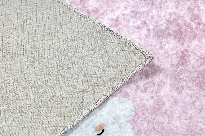 Tapis lavable JUNIOR 51300.802 Arc-en-ciel, nuages pour les enfants antidérapant - rose