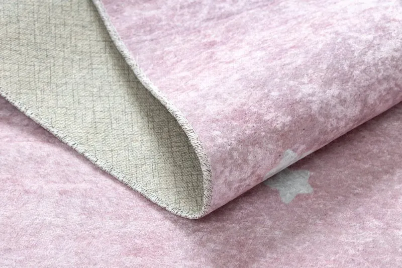 Tapis lavable JUNIOR 51300.802 Arc-en-ciel, nuages pour les enfants antidérapant - rose