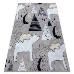 Tapis lavable JUNIOR 51974.802 Ours, animaux pour les enfants antidérapant - gris