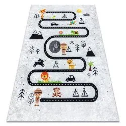 Tapis lavable JUNIOR 51490.802 animaux, rues pour les enfants antidérapant - gris